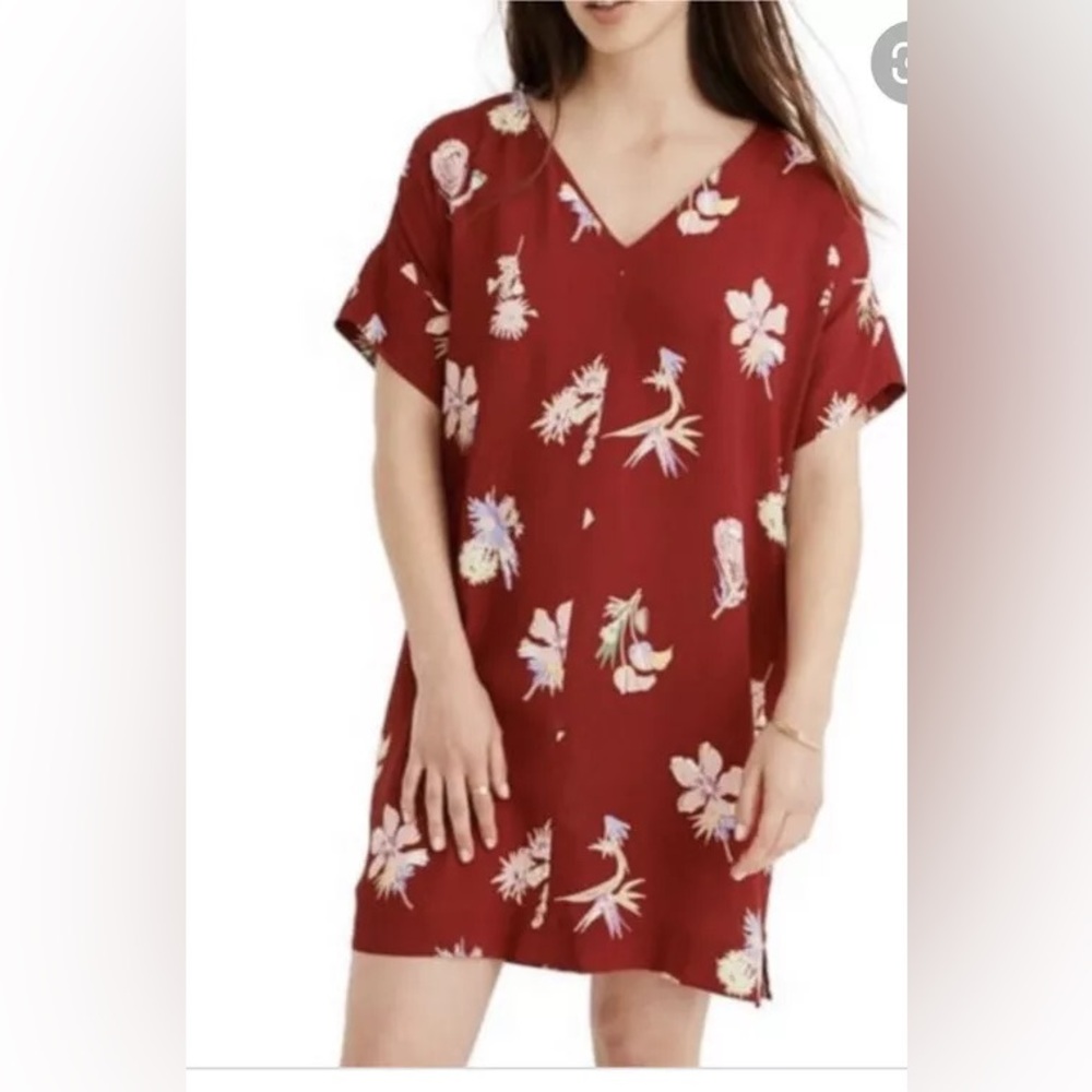 NWT Madewell Birds of Paradise vneck shirt dress, size M